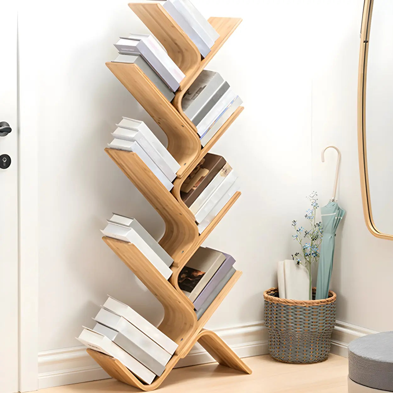 Bamboo Tree-Shape Etagere Bookcase