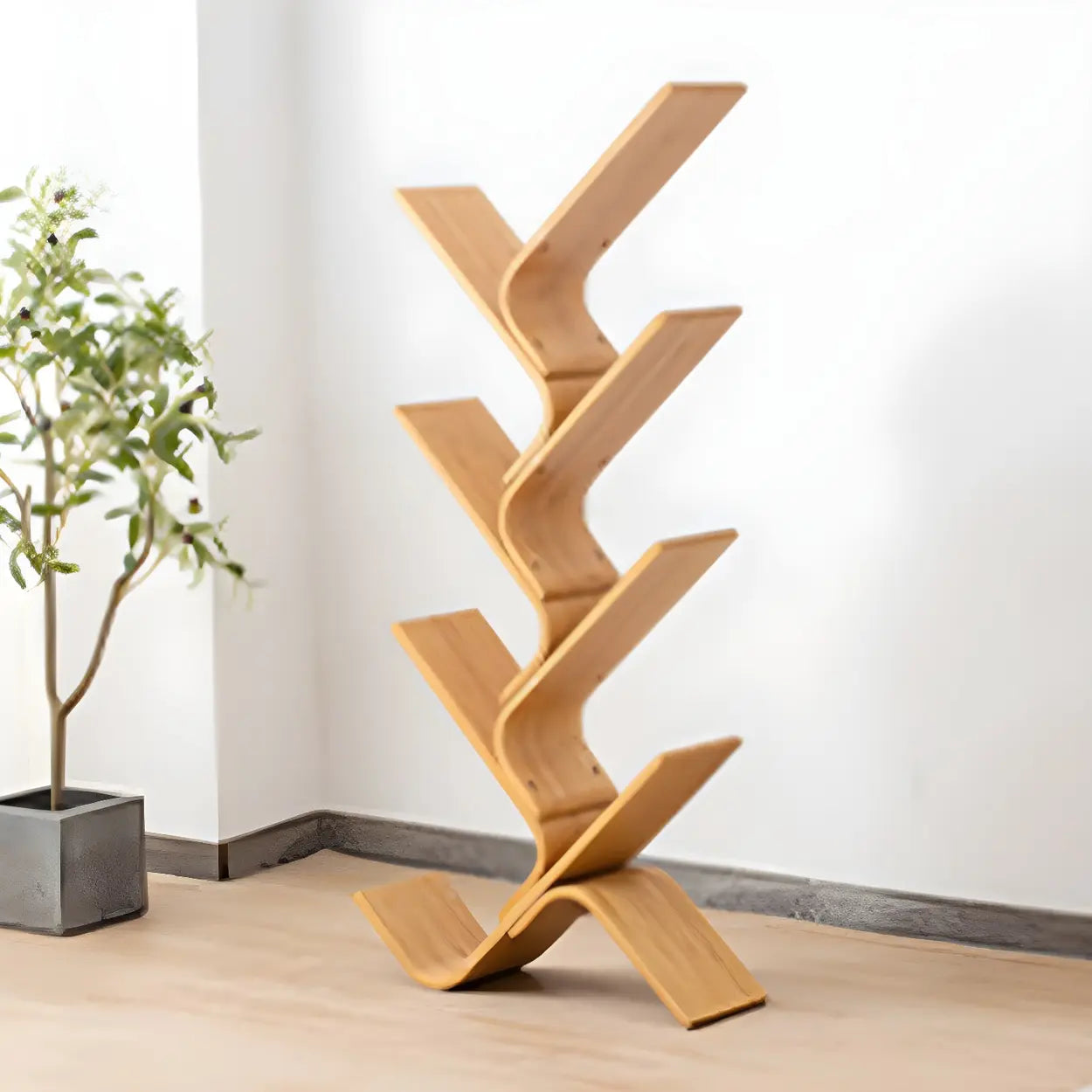 Bamboo Tree-Shape Etagere Bookcase