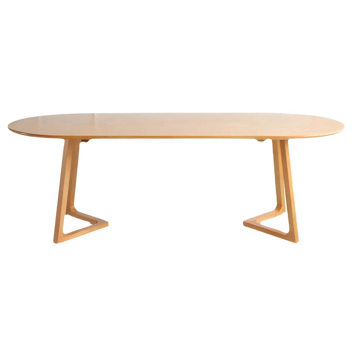 Natural Oval Pine Sled Conference Table for 6 — Without Chairs