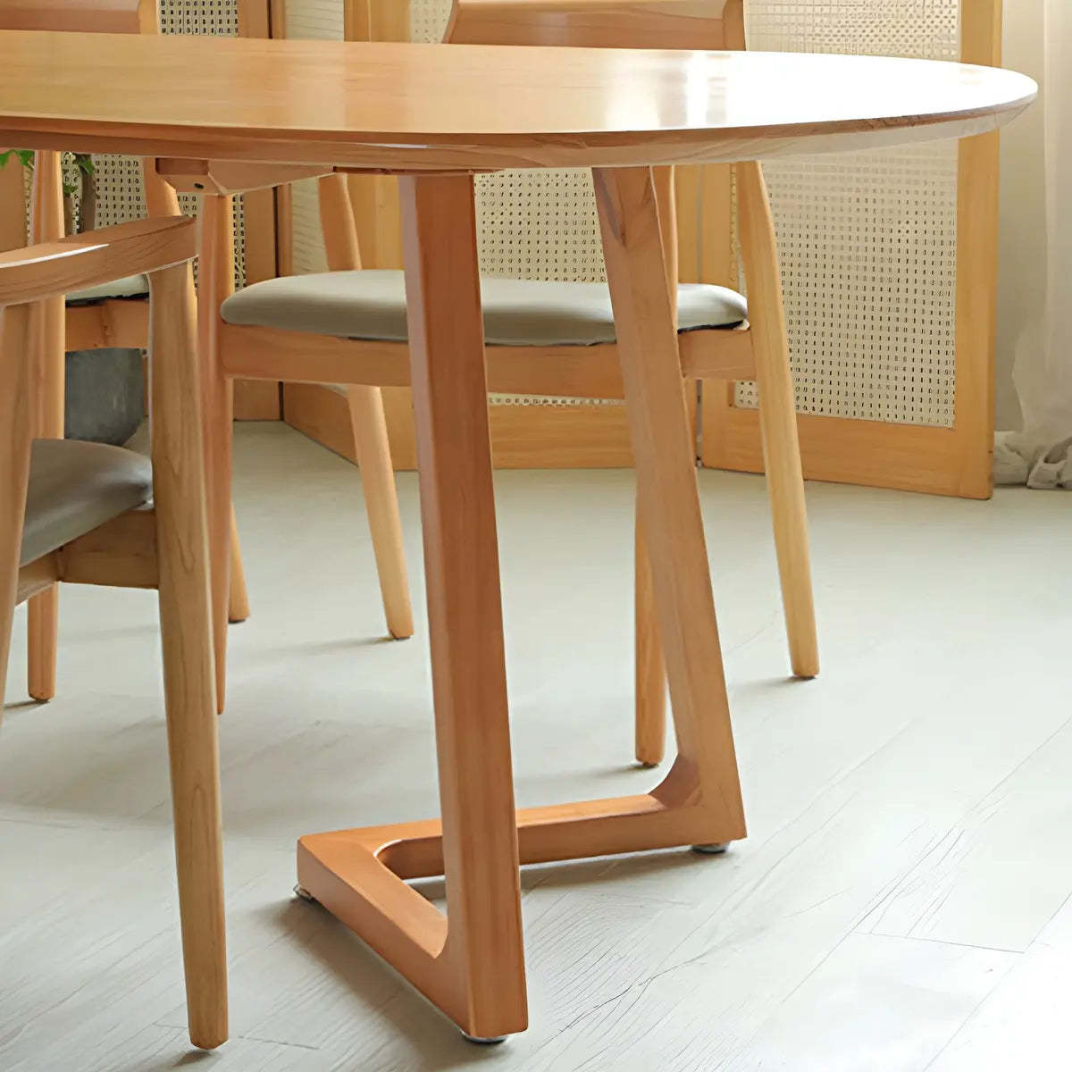 Natural Oval Pine Sled Conference Table for 6 — Without Chairs