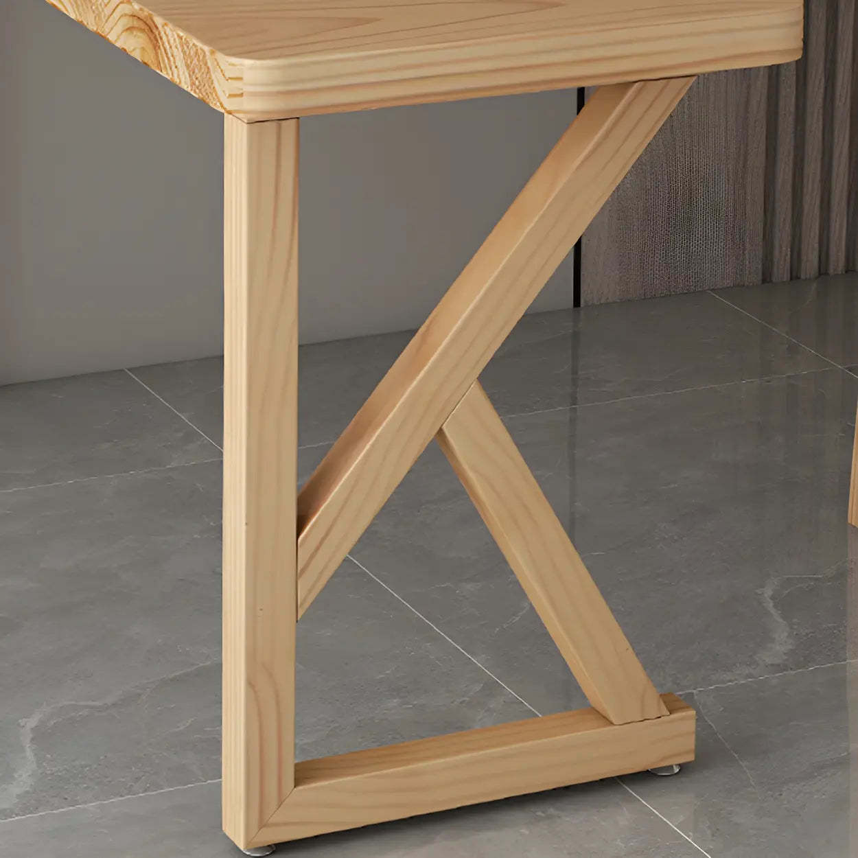 Natural Pine Light Wood L-Shape Writing Desk — Right Hand Return / Table Only