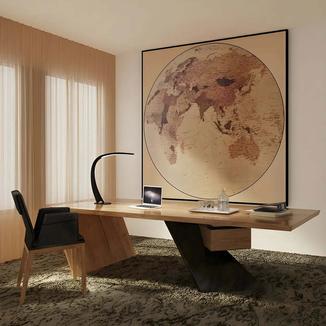 Natural Pine Pedestal Reception Desk — Without Chairs