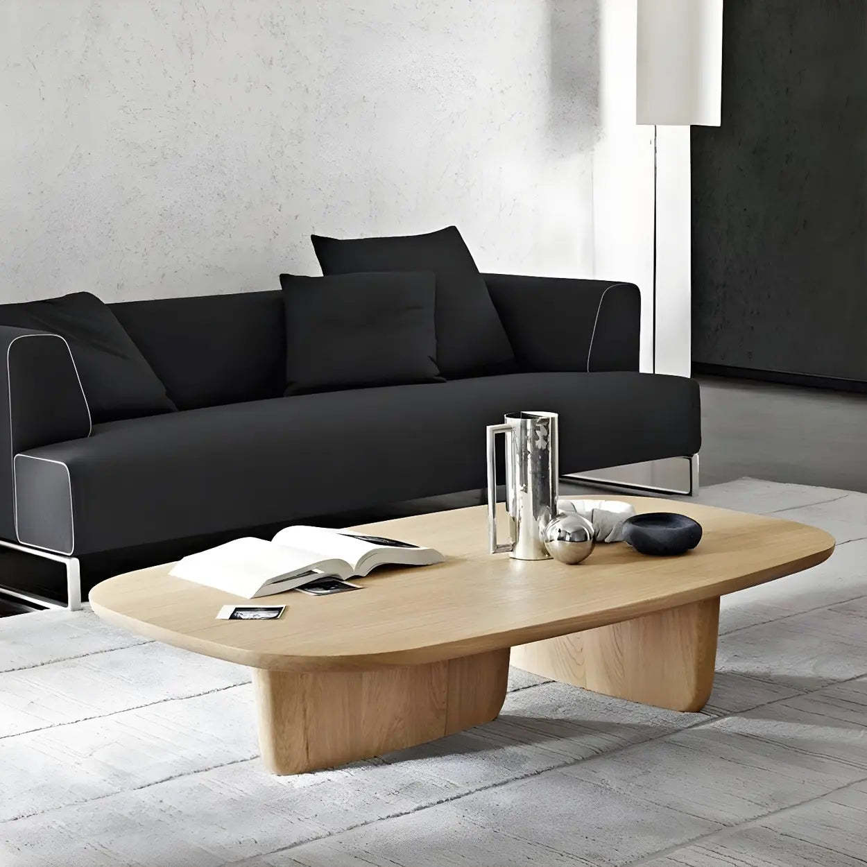Lighom nordic pine rectangular natural coffee tables in wood — 47"L x 28"W x 15"H
