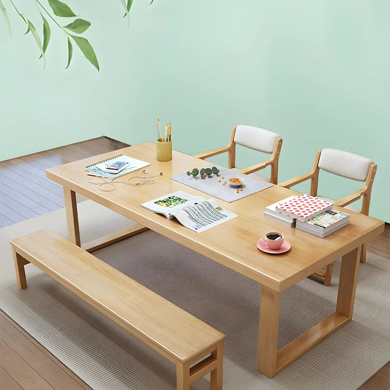Natural Rubberwood Sled Writing Desk