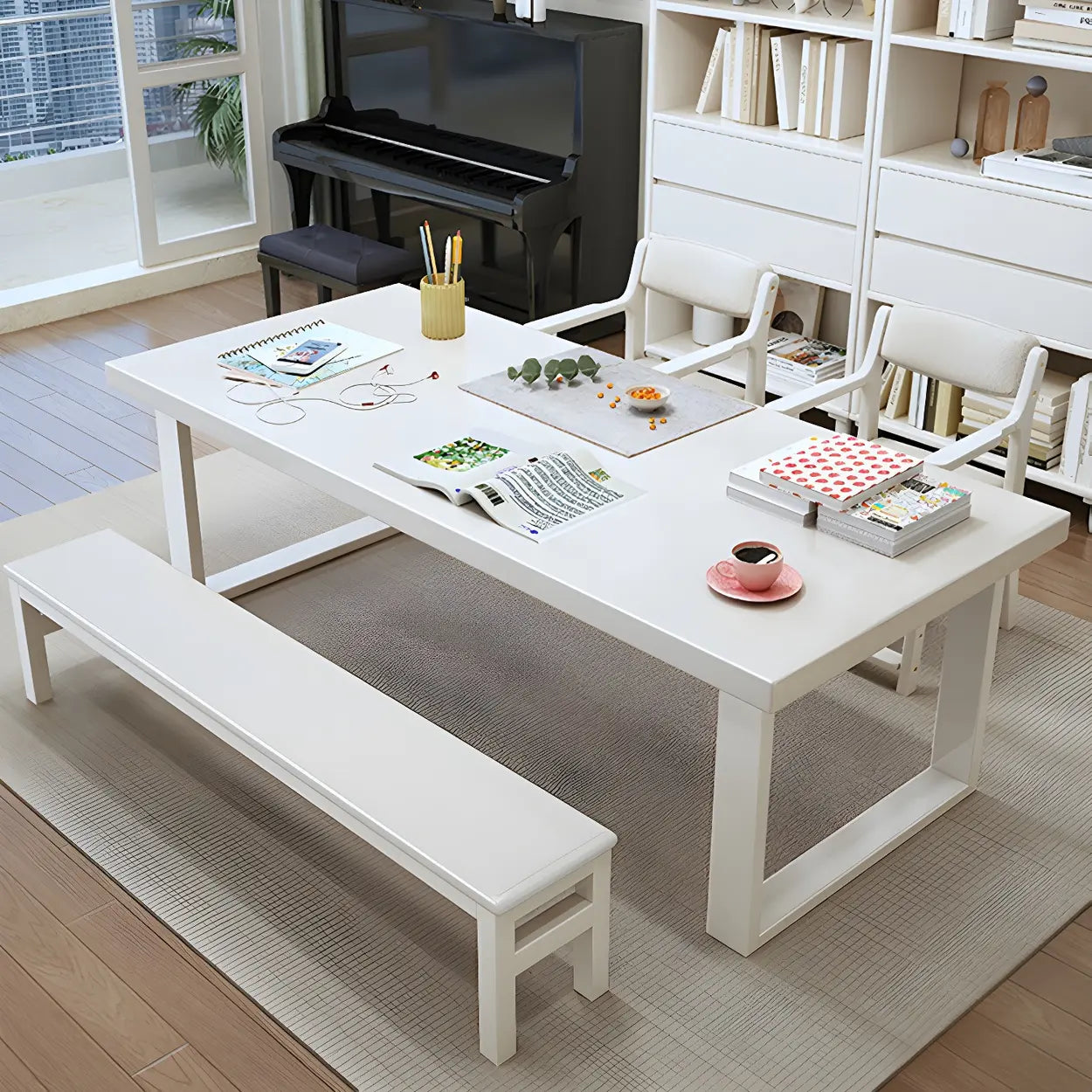 Natural Rubberwood Sled Writing Desk — Natural Finish / Table Only