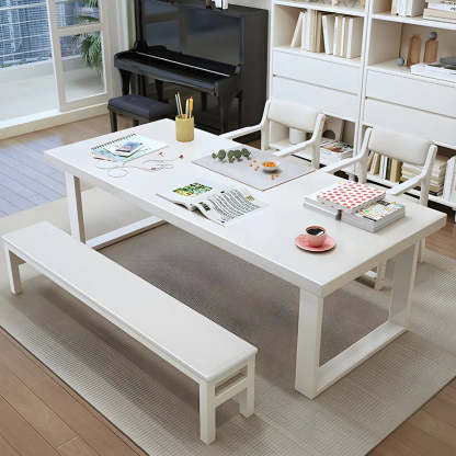 Natural Rubberwood Sled Writing Desk — Natural Finish / Table Only
