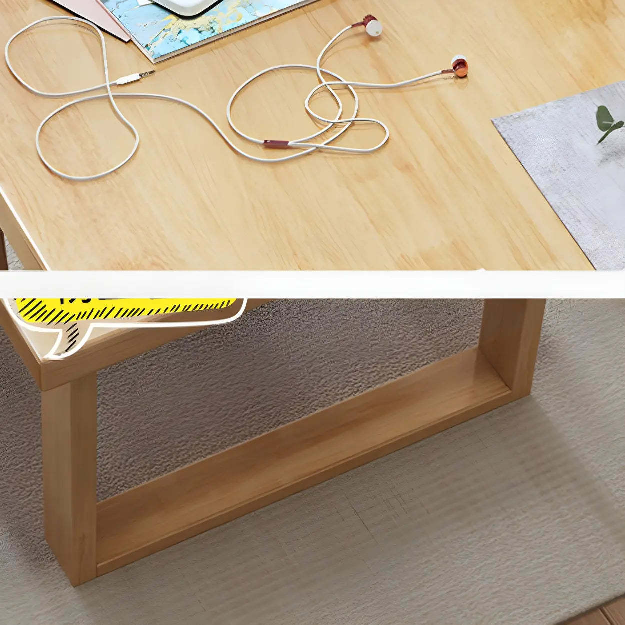 Natural Rubberwood Sled Writing Desk — Walnut / Table Only