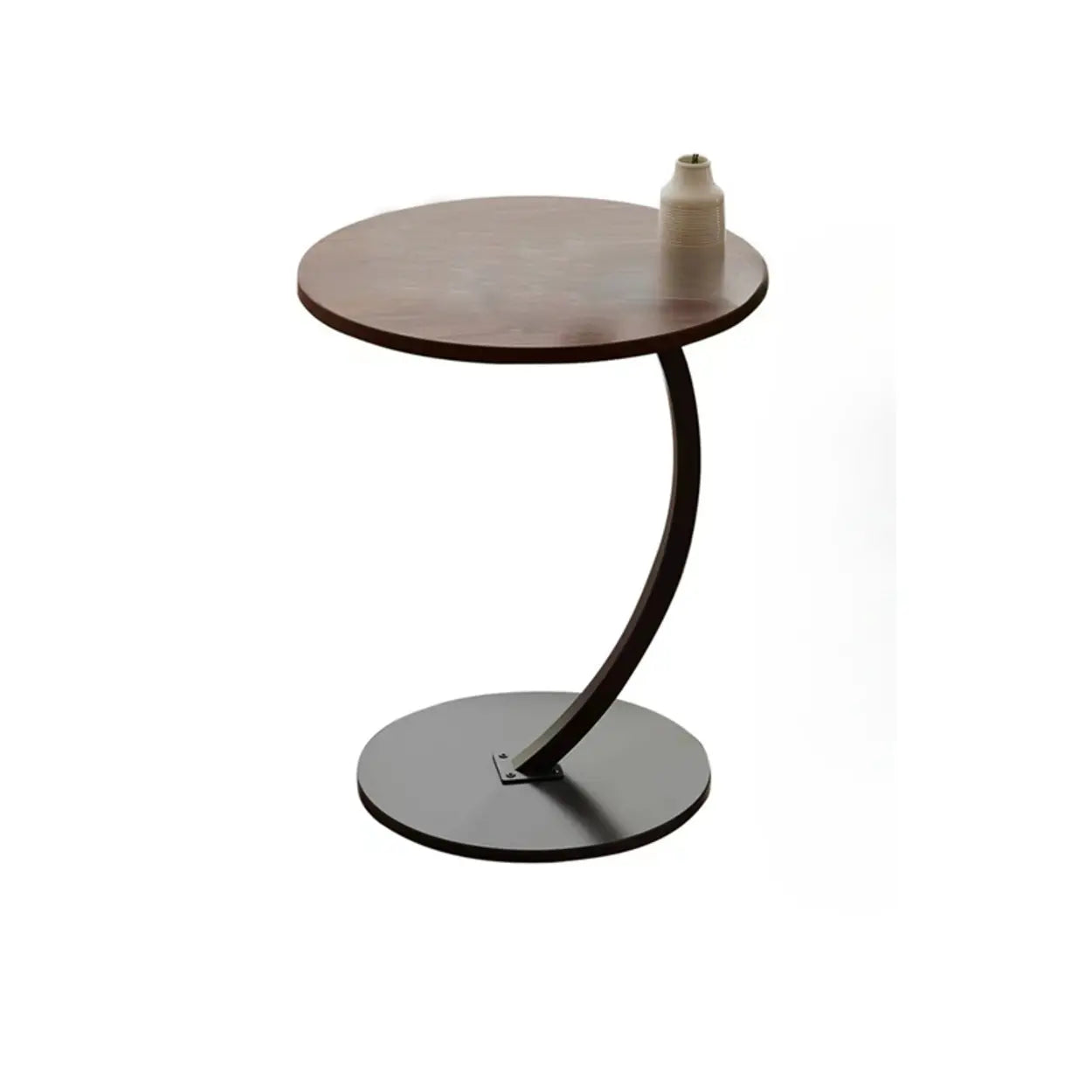 Round Wood C-Shaped Side Table