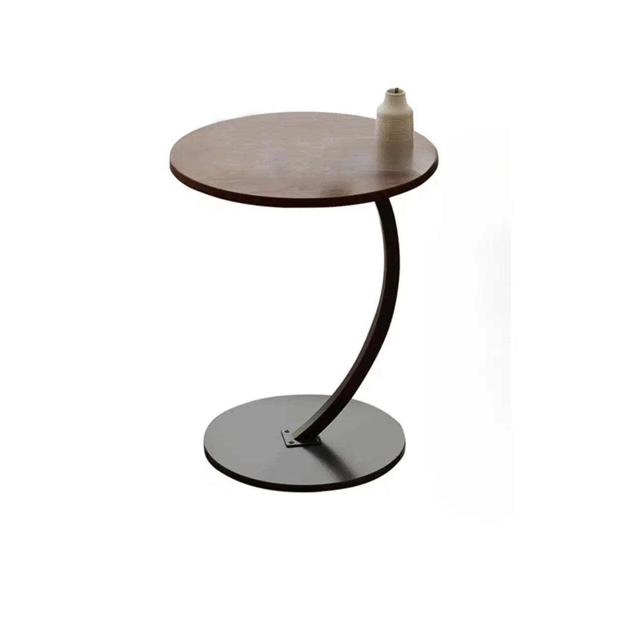 Round Wood C-Shaped Side Table