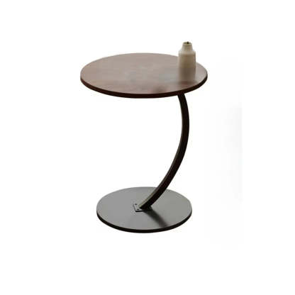 Round Wood C-Shaped Side Table