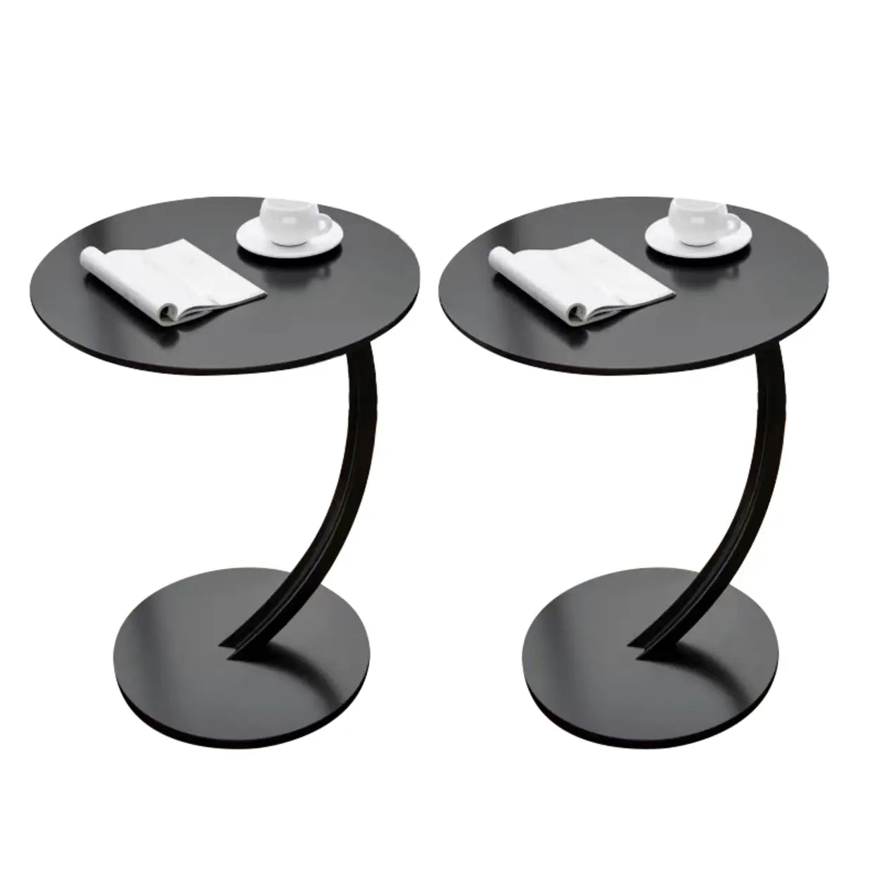 Round Wood C-Shaped Side Table
