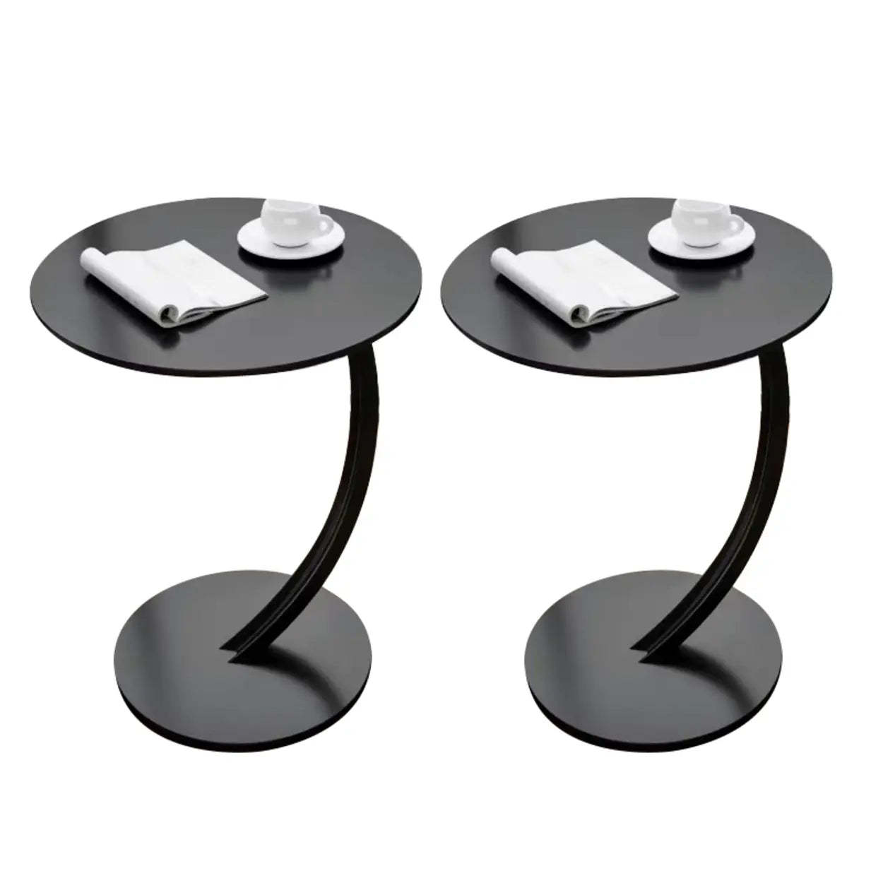 Round Wood C-Shaped Side Table