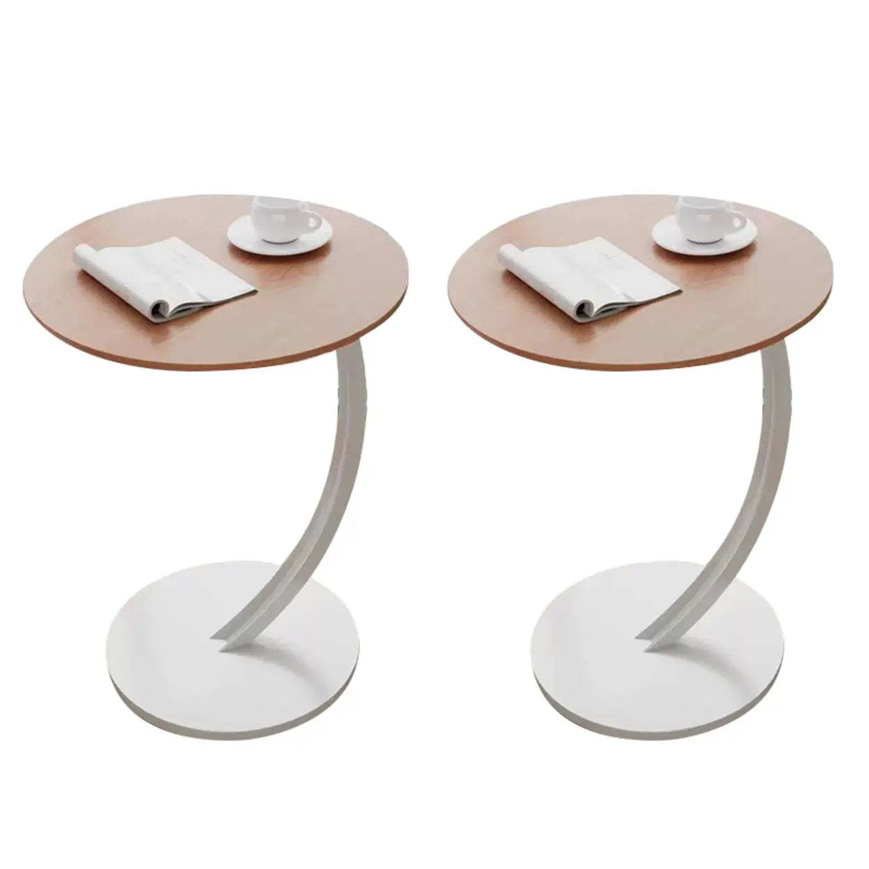 Round Wood C-Shaped Side Table
