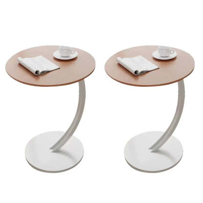 Round Wood C-Shaped Side Table