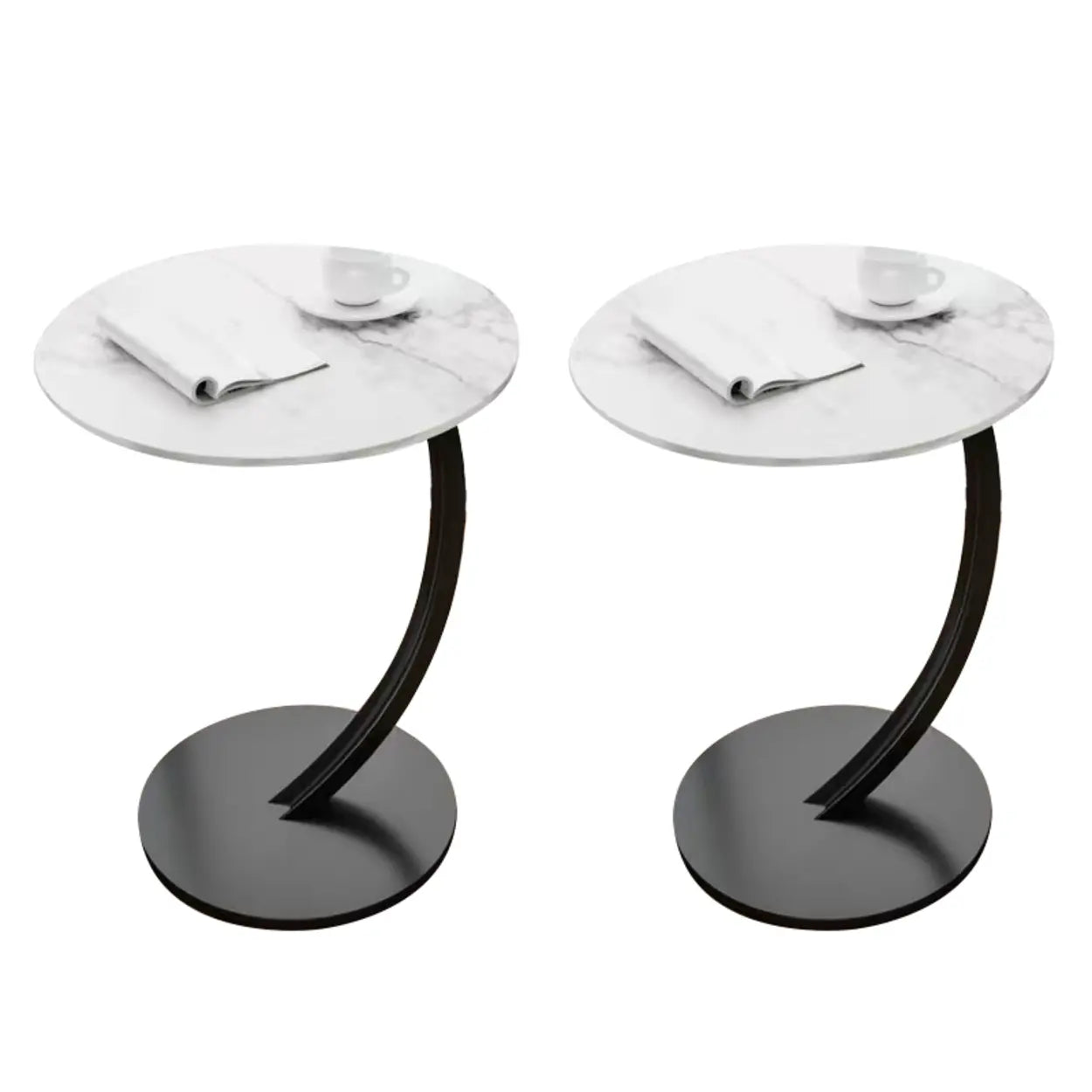 Round Wood C-Shaped Side Table