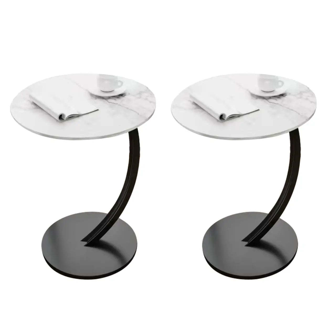 Round Wood C-Shaped Side Table