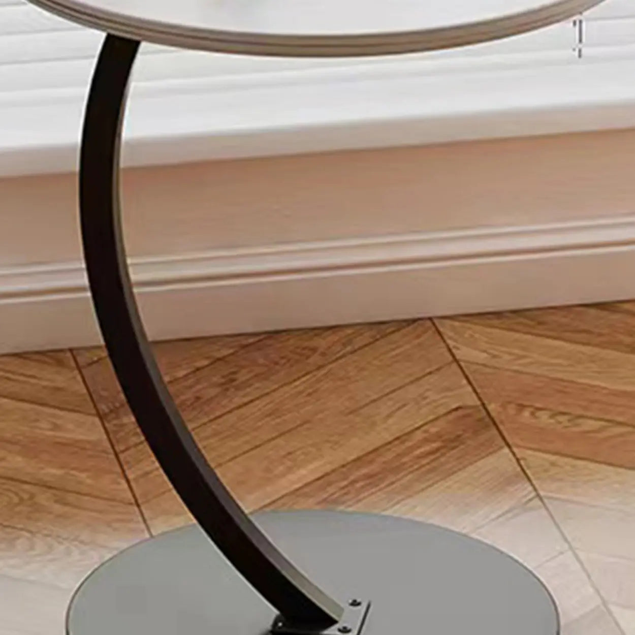 Round Wood C-Shaped Side Table