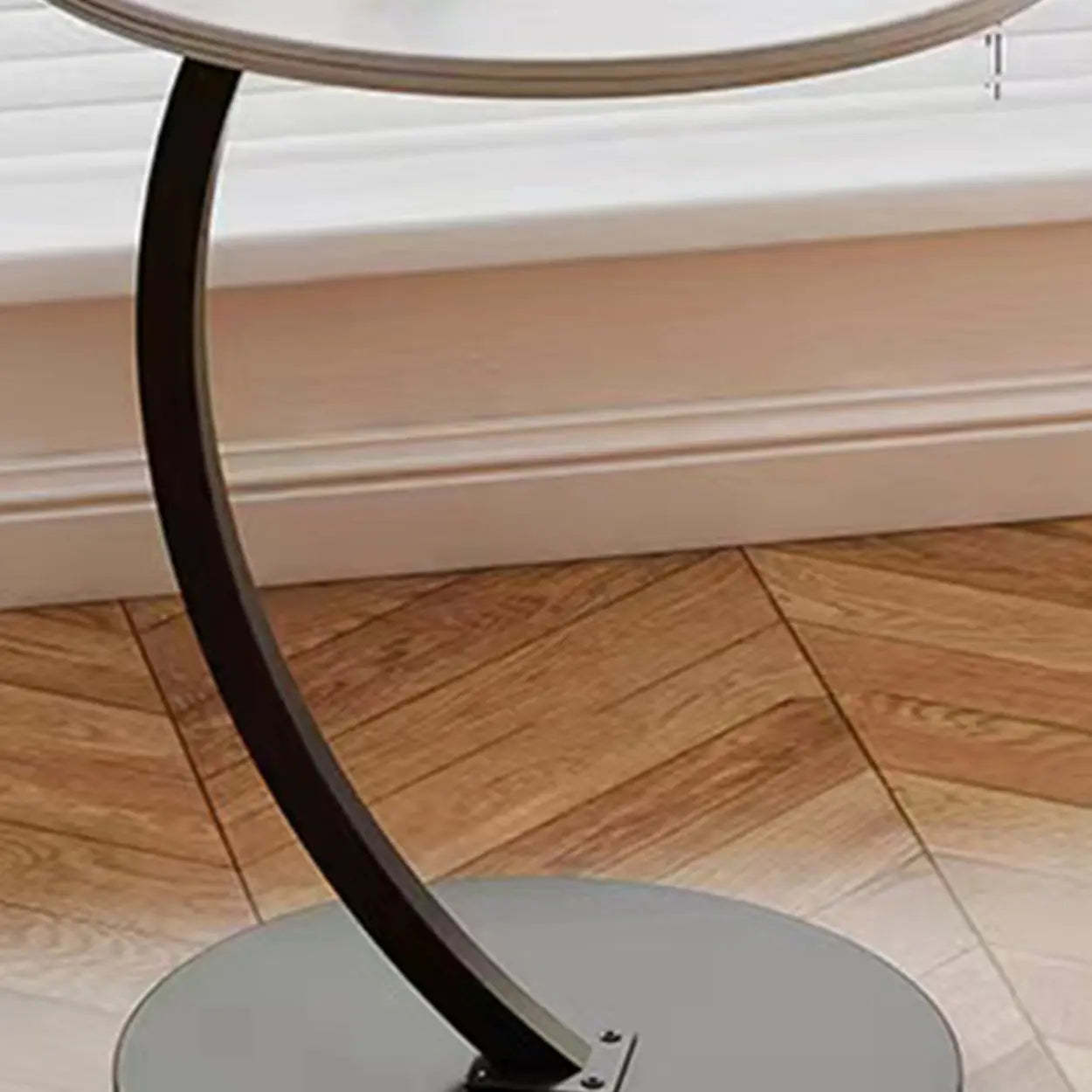 Round Wood C-Shaped Side Table