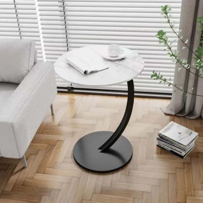 Round Wood C-Shaped Side Table
