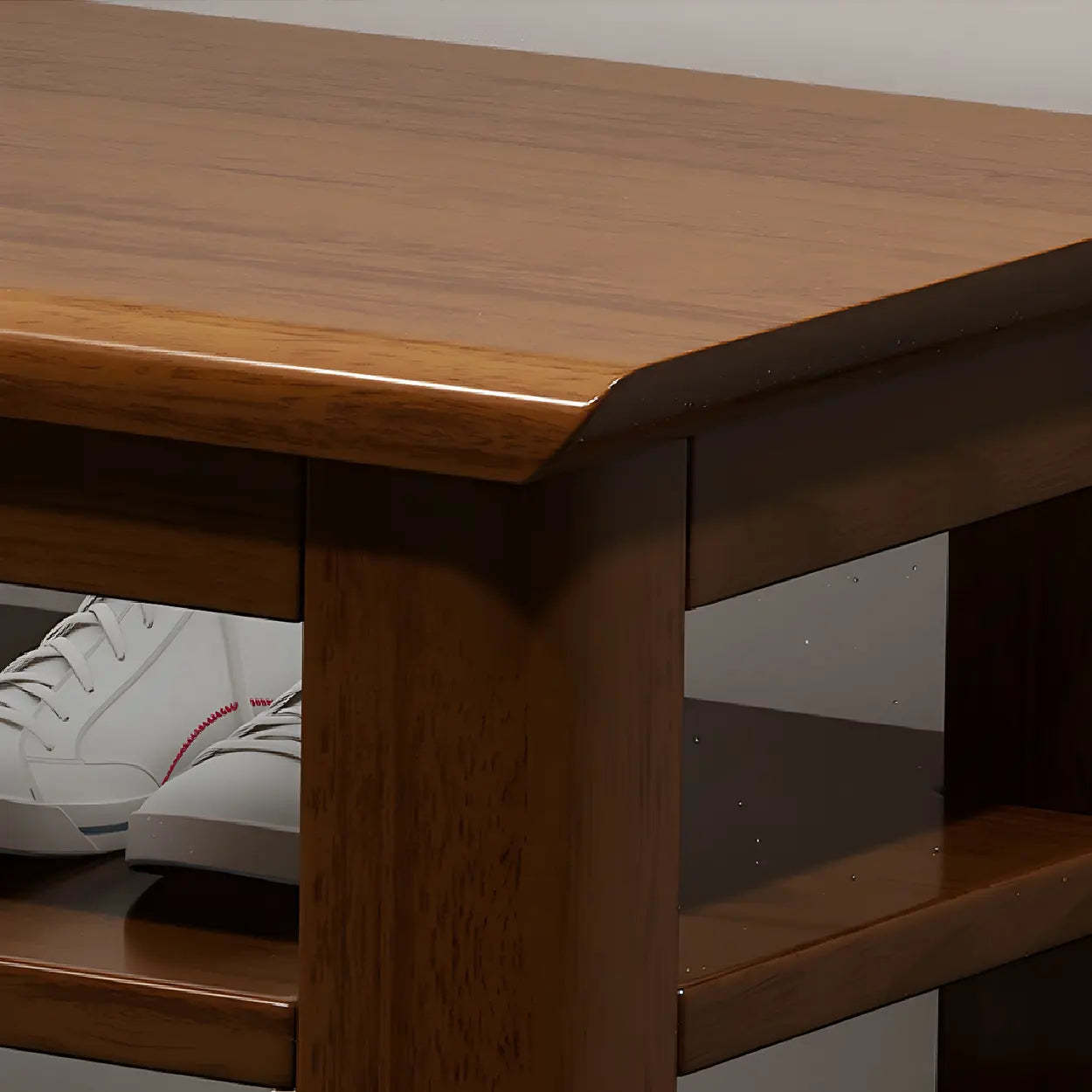 Modern rubberwood natural shoe benches — 39"L x 13.8"W x 17"H / Nut & Brown