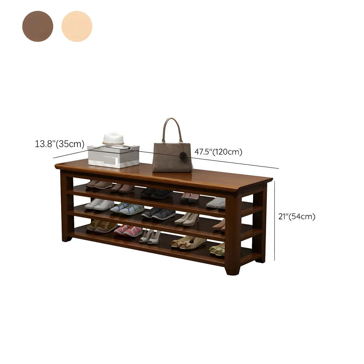 Natural modern rubberwood shoe benches