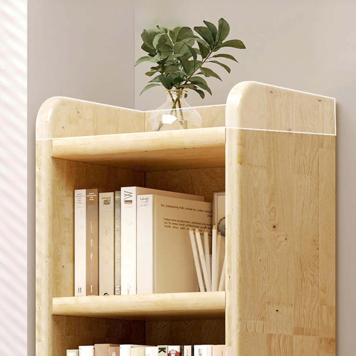 Natural Rustic Wood Narrow Bookcase