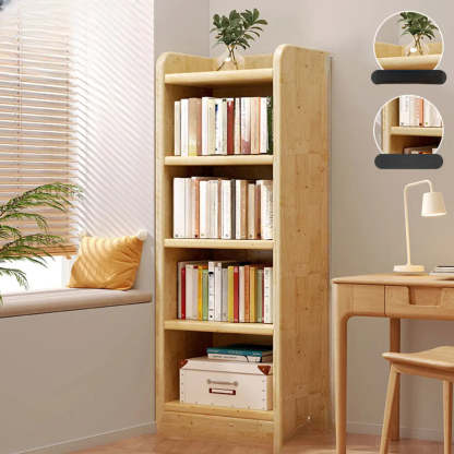 Natural Rustic Wood Narrow Bookcase