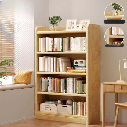 Natural Rustic Wood Narrow Bookcase