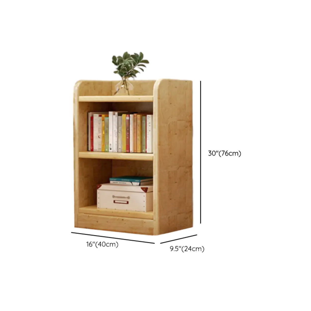 Natural Rustic Wood Narrow Bookcase
