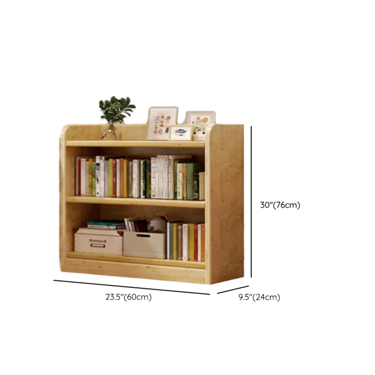 Natural Rustic Wood Narrow Bookcase