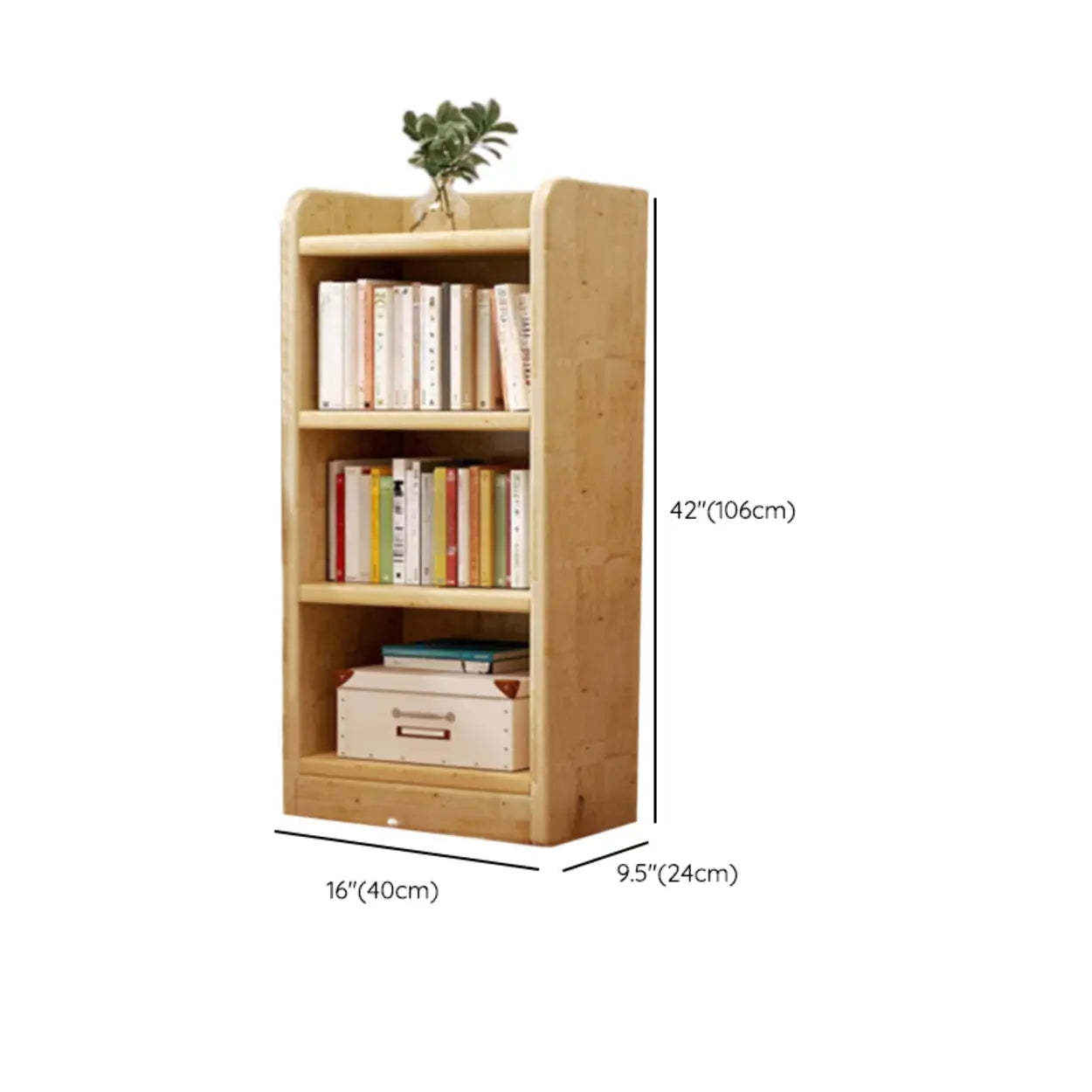 Natural Rustic Wood Narrow Bookcase