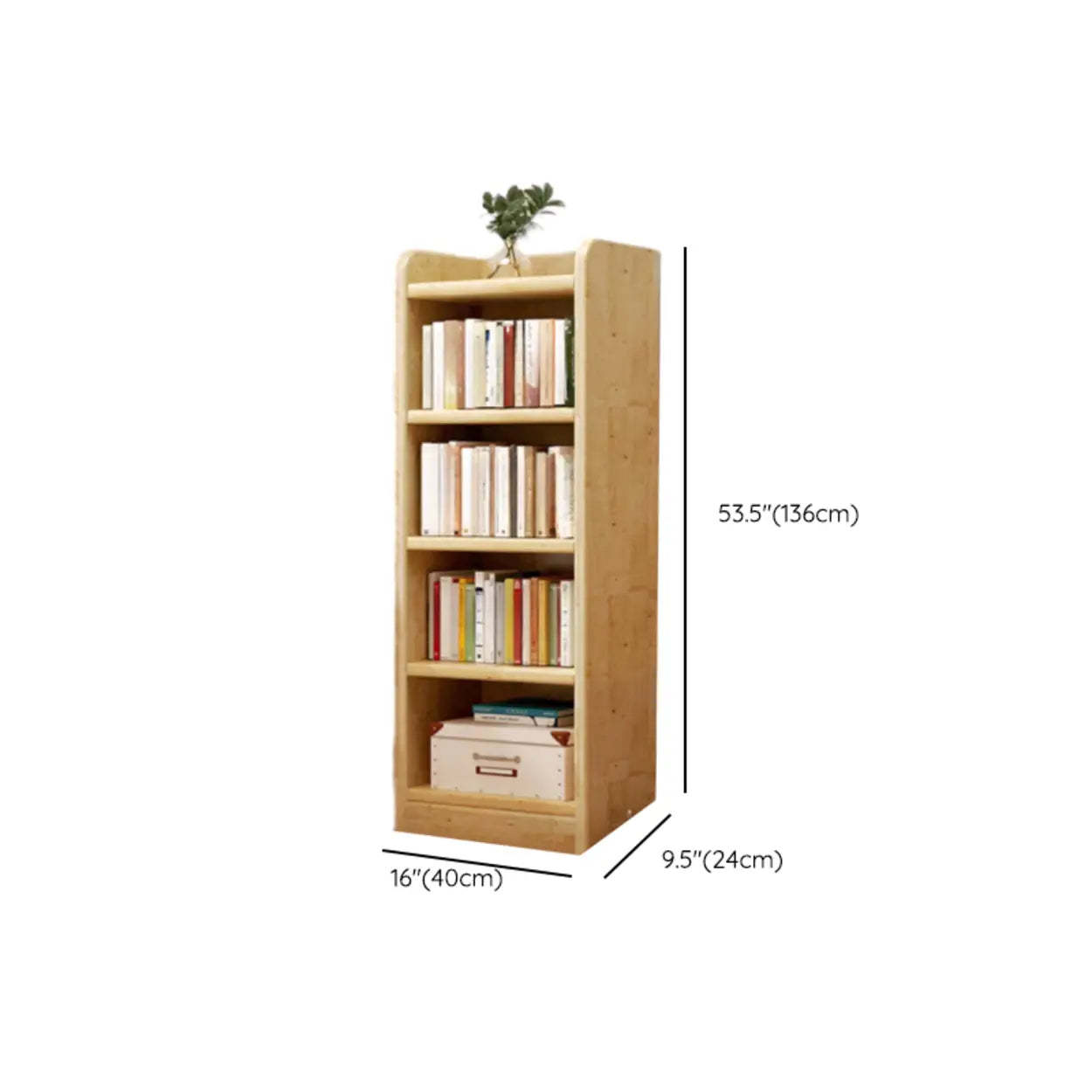 Natural Rustic Wood Narrow Bookcase