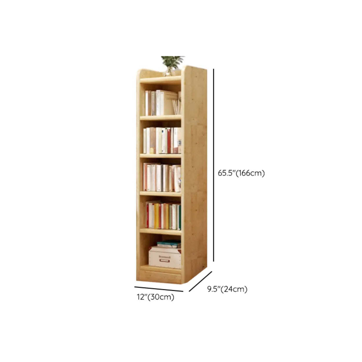 Natural Rustic Wood Narrow Bookcase