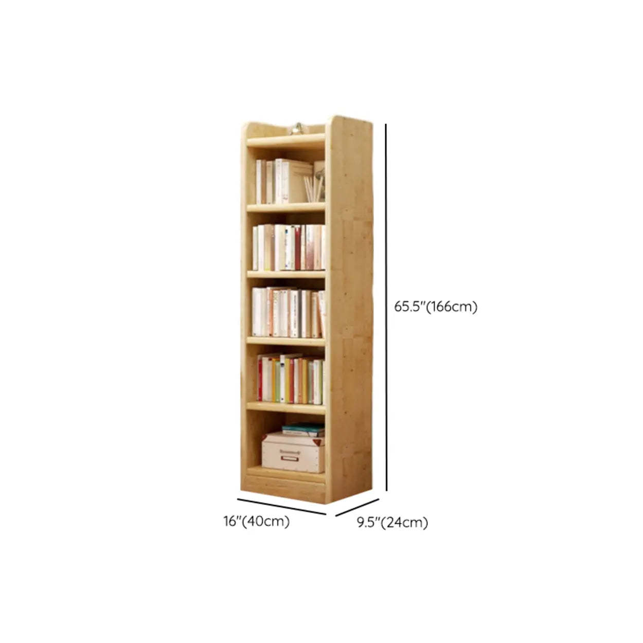 Natural Rustic Wood Narrow Bookcase