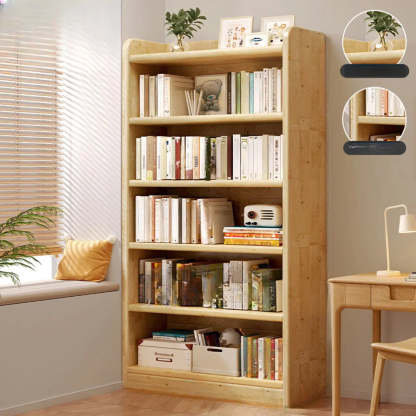 Natural Rustic Wood Narrow Bookcase