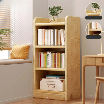Natural Rustic Wood Narrow Bookcase