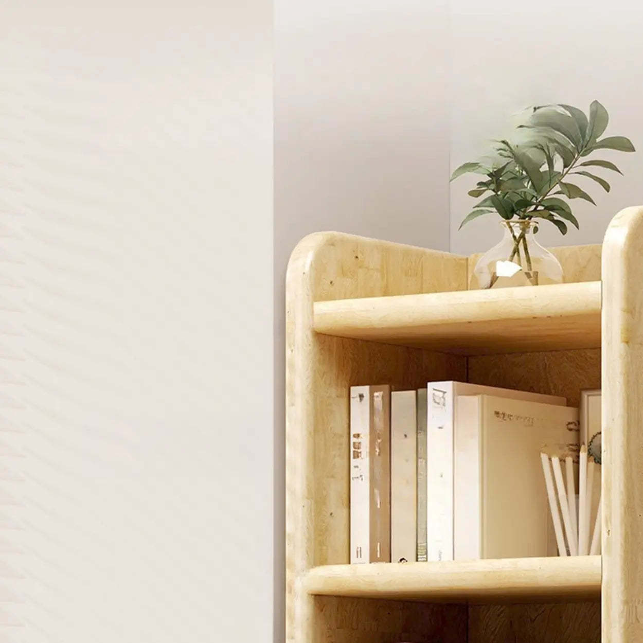 Natural Rustic Wood Narrow Bookcase