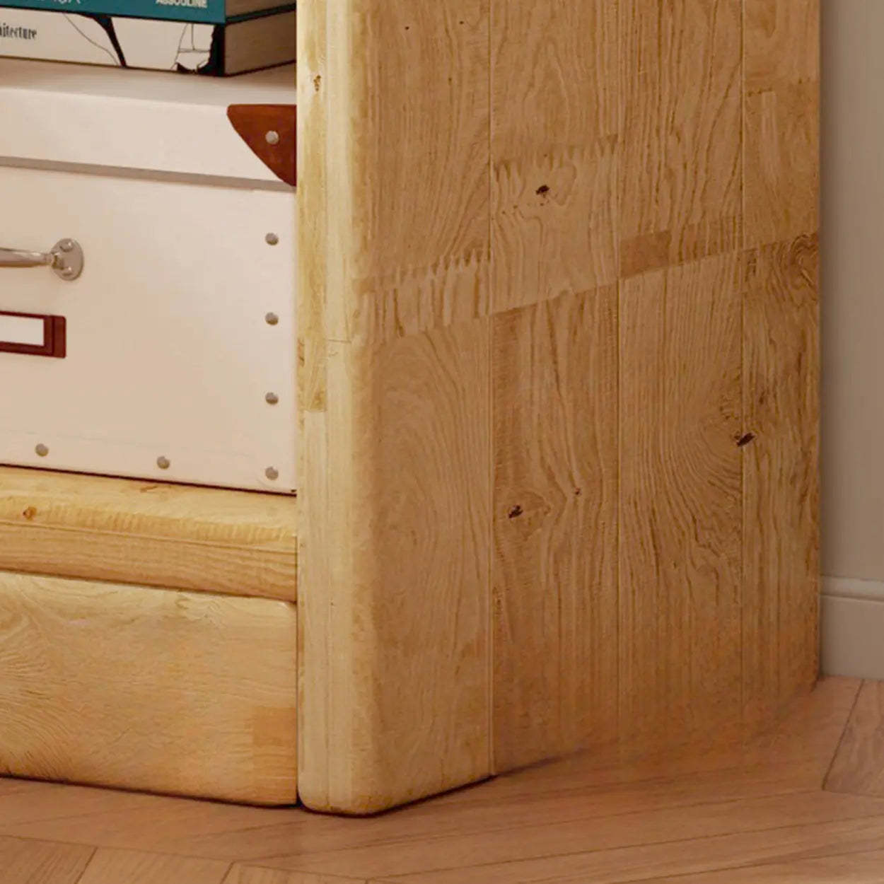Natural Rustic Wood Narrow Bookcase