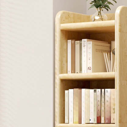 Natural Rustic Wood Narrow Bookcase
