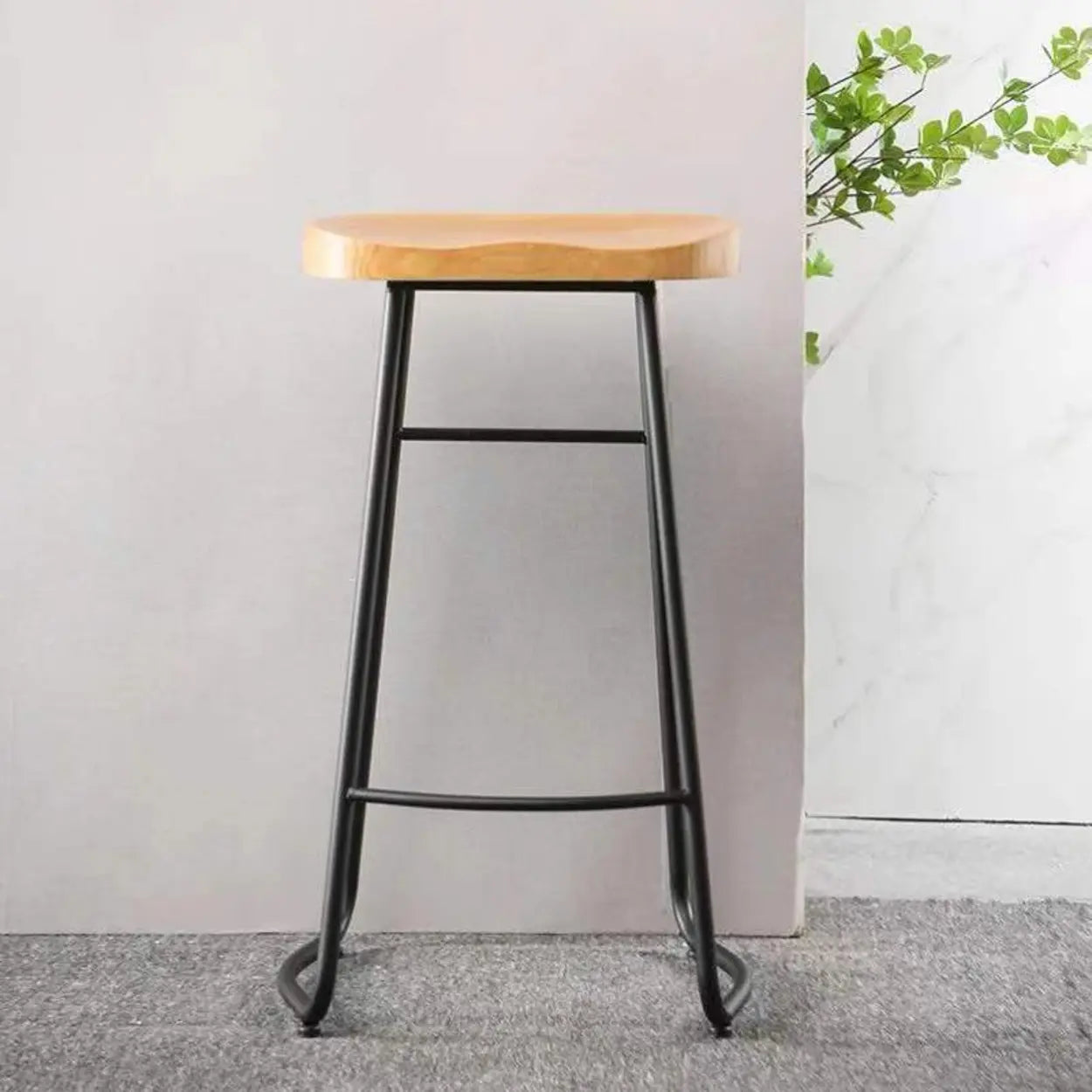 Saddle Wood Backless Sled Bar Stool
