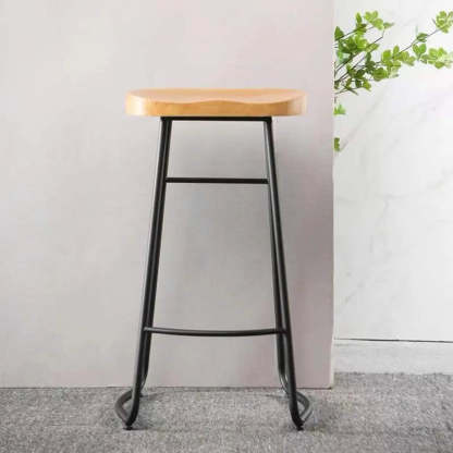 Saddle Wood Backless Sled Bar Stool — Black / 1 Piece