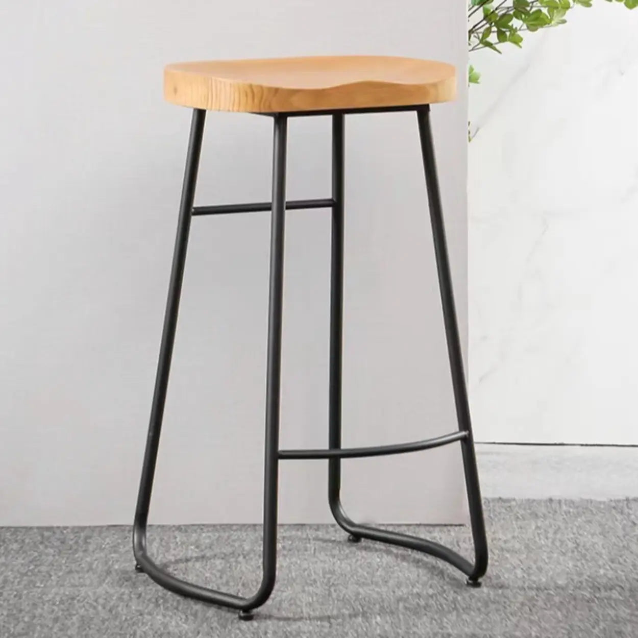 Saddle Wood Backless Sled Bar Stool — Gold / 6 Pieces