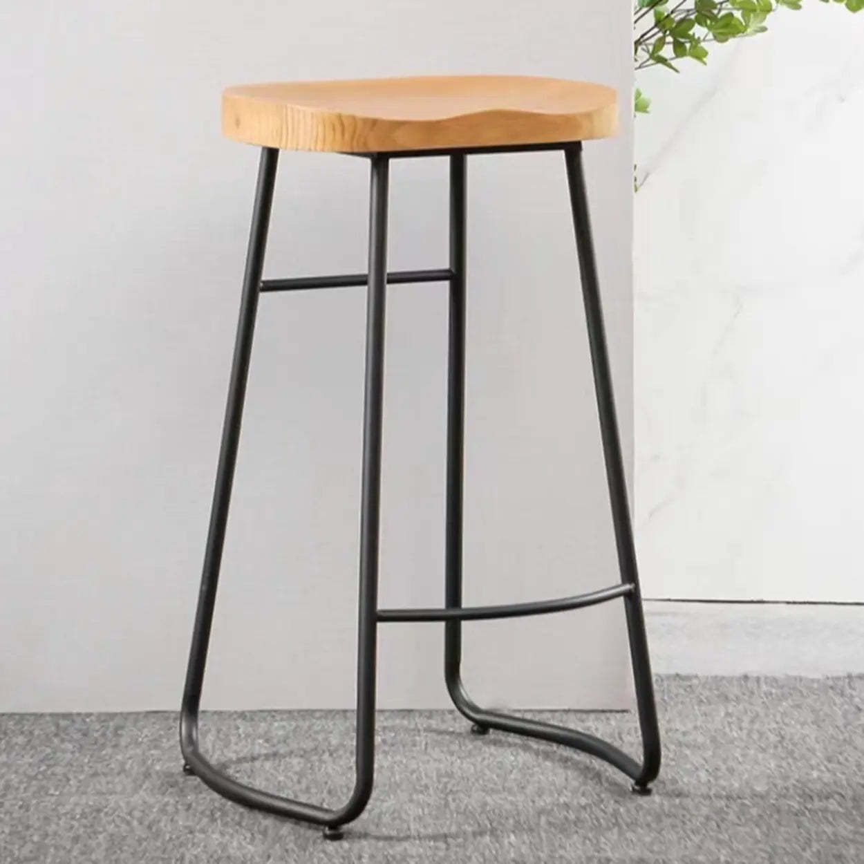 Luxury saddle backless bar & counter stools in wood — Bar Stool(30"H) / Black / Set of 1