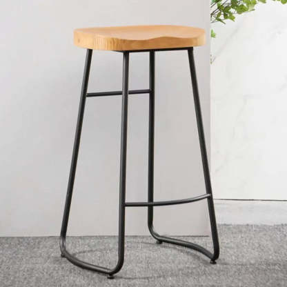 Saddle Wood Backless Sled Bar Stool — Gold / 6 Pieces