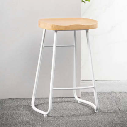 Saddle Wood Backless Sled Bar Stool — Black / 4 Pieces