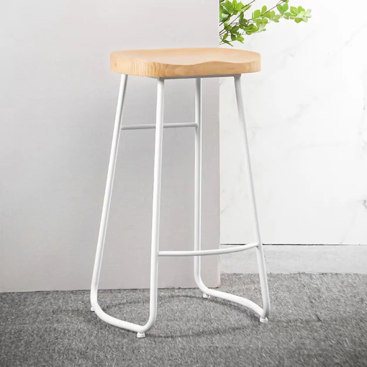 Saddle Wood Backless Sled Bar Stool — Black / 6 Pieces