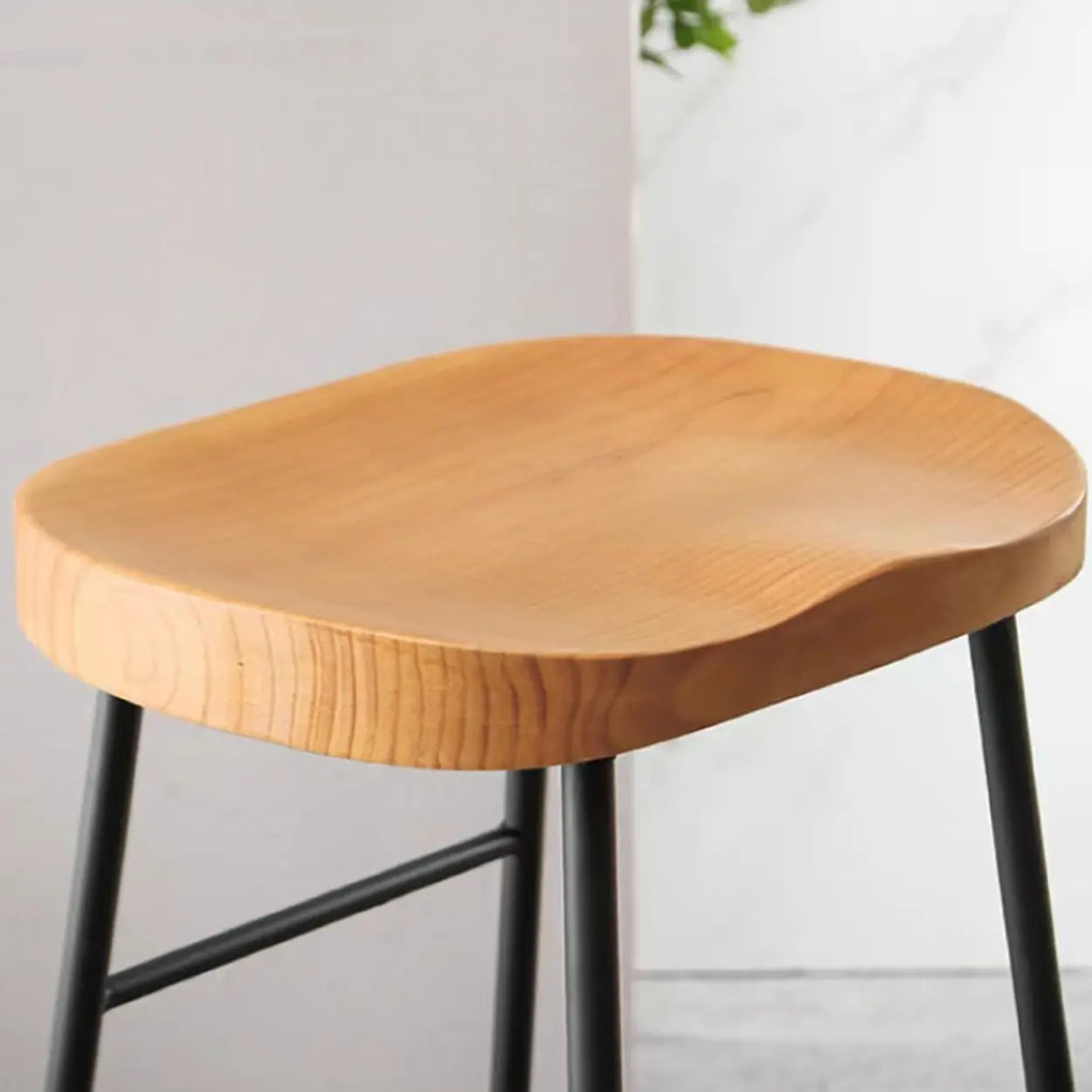 Saddle Wood Backless Sled Bar Stool — Black / 8 Pieces