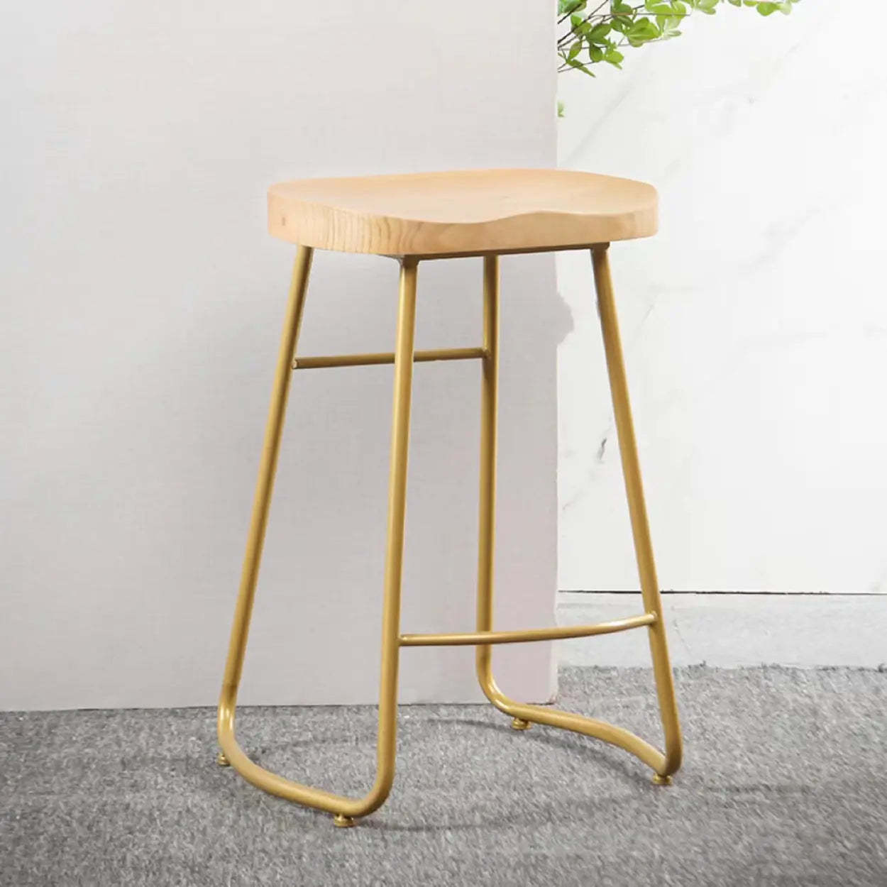 Saddle Wood Backless Sled Bar Stool — Black / 1 Piece