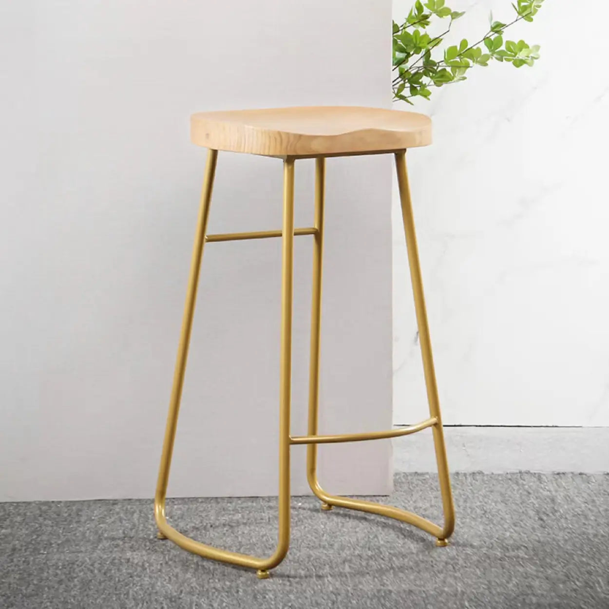 Saddle Wood Backless Sled Bar Stool — Black / 6 Pieces