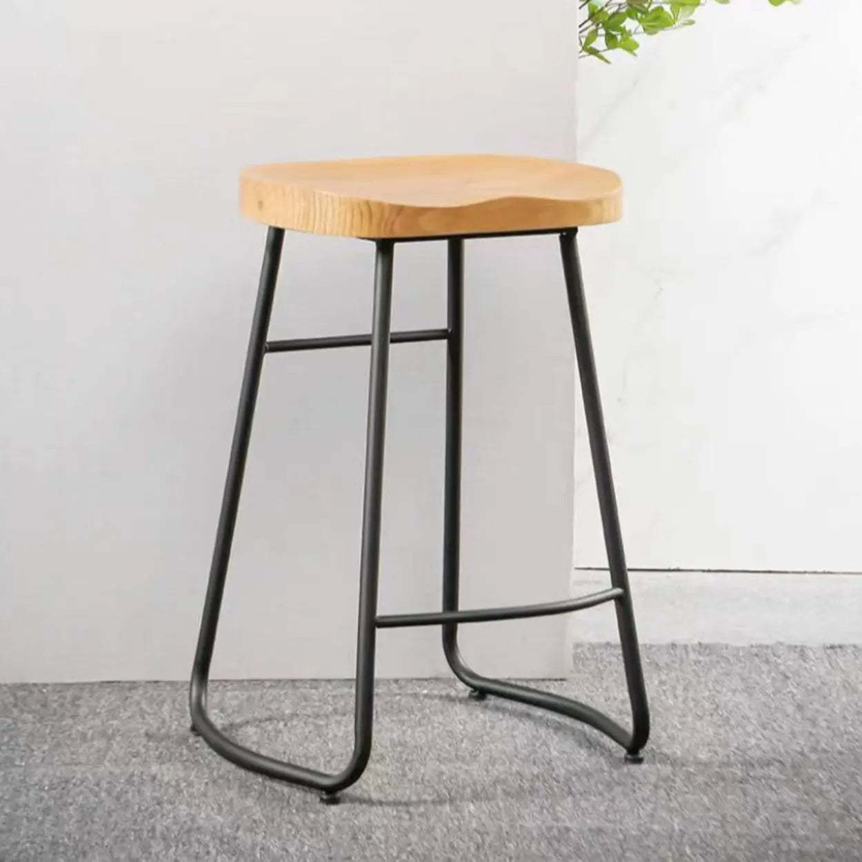Saddle Wood Backless Sled Bar Stool — Gold / 1 Piece